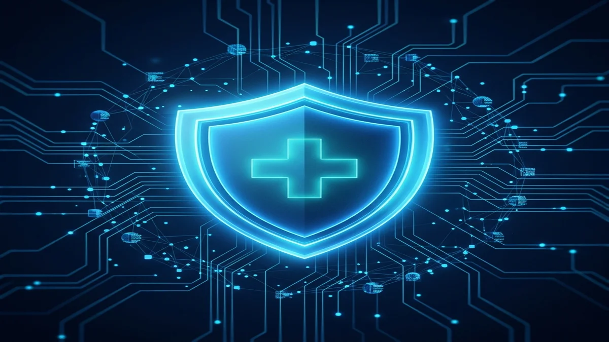 Concepto de privacidad de datos de salud representado con un escudo de seguridad