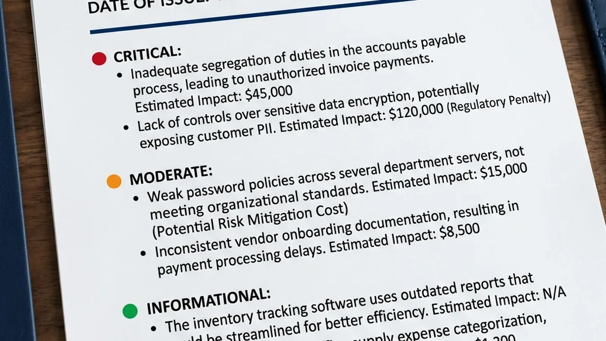 Audit du cycle de revenus detail view